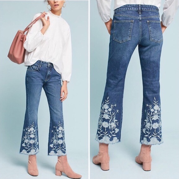 flare embroidered jeans